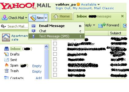 SMS Through Yahoo Mail